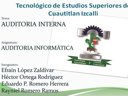 AUDITORIA INTERNA AUDITORIA INFORMÁTICA Efraín López Zaldívar