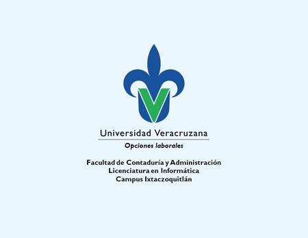 Opciones laborales Facultad de Contaduría y Administración Licenciatura en Informática Campus Ixtaczoquitlán.