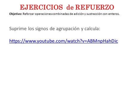 EJERCICIOS de REFUERZO
