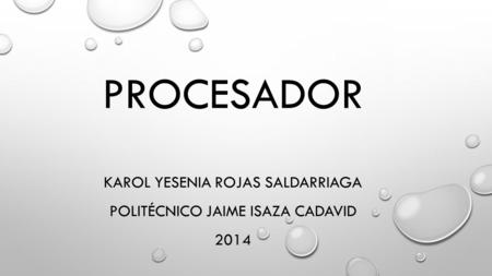 PROCESADOR KAROL YESENIA ROJAS SALDARRIAGA POLITÉCNICO JAIME ISAZA CADAVID 2014.