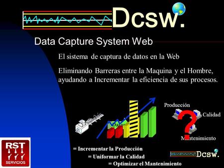 Dcsw. Data Capture System Web El sistema de captura de datos en la Web Eliminando Barreras entre la Maquina y el Hombre, ayudando a Incrementar la eficiencia.