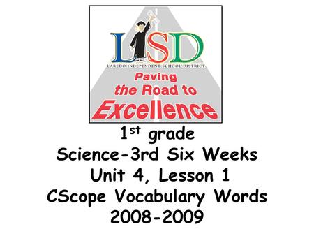1 st grade Science-3rd Six Weeks Unit 4, Lesson 1 CScope Vocabulary Words 2008-2009.