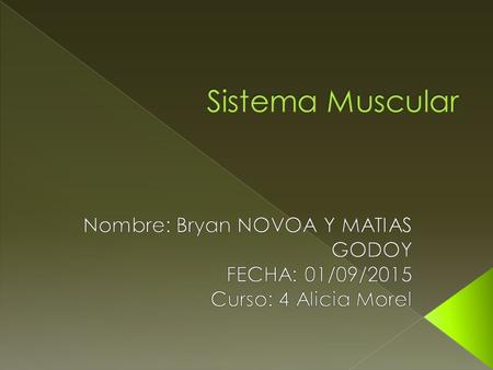 Sistema Muscular Nombre: Bryan NOVOA Y MATIAS GODOY FECHA: 01/09/2015