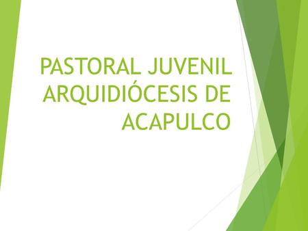 PASTORAL JUVENIL ARQUIDIÓCESIS DE ACAPULCO. 1.-Tipología de los jóvenes que hay en la diócesis  - En la Arquidiócesis de Acapulco contamos con una pastoral.