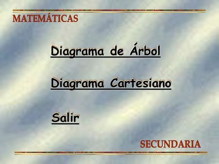 MATEMÁTICAS Diagrama de Árbol Diagrama Cartesiano Salir SECUNDARIA.