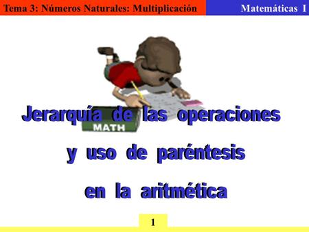 Tema 3: Números Naturales: MultiplicaciónMatemáticas I 1.