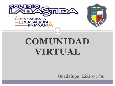 COMUNIDAD VIRTUAL Guadalupe Lázaro 1 “A”. Comunidad Virtual Es un sitio creado por una o más personas que establecen relaciones a partir de temas comunes.