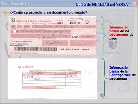 Información básica de los Documentos de pago Información básica de la Contrapartida del Documento ¿Como se estructura un documento primario?