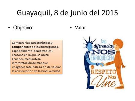 Guayaquil, 8 de junio del 2015 Objetivo: Valor
