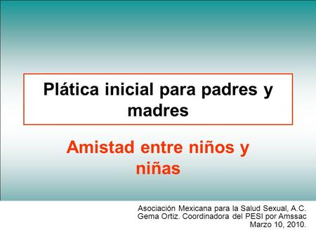 Plática inicial para padres y madres