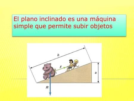 El plano inclinado es una máquina simple que permite subir objetos