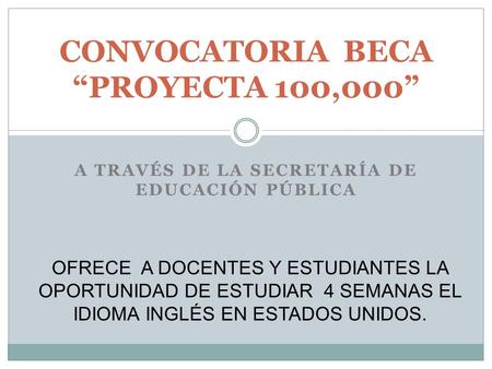 CONVOCATORIA BECA “PROYECTA 100,000”