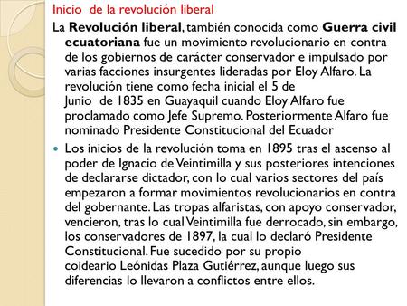 Inicio  de la revolución liberal