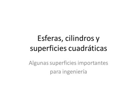 Esferas, cilindros y superficies cuadráticas