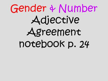 Gender & Number Adjective Agreement notebook p. 24.
