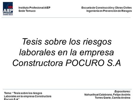 Tesis sobre los riesgos laborales en la empresa Constructora POCURO S