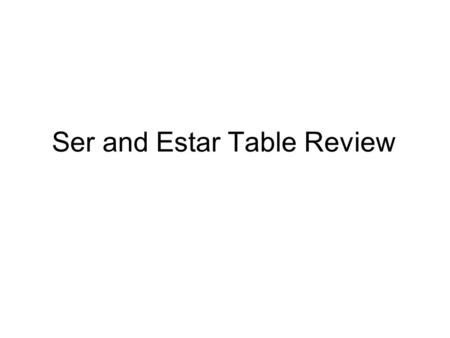 Ser and Estar Table Review. When to Use Ser and Estar Ser Description Occupation Characteristics Time Origin Religion/Relationship s Estar Position Location.