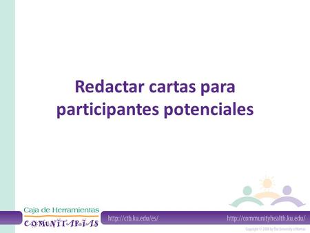 Redactar cartas para participantes potenciales