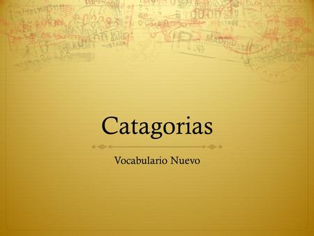 Catagorias Vocabulario Nuevo.