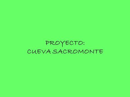 PROYECTO: CUEVA SACROMONTE. VISTAS DE LA ZONA La cueva se sitúa en el barrio del Sacromonte, con vistas a la Alhambra. Es un lugar tranquilo y que invita.