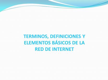 TERMINOS, DEFINICIONES Y ELEMENTOS BÁSICOS DE LA RED DE INTERNET.