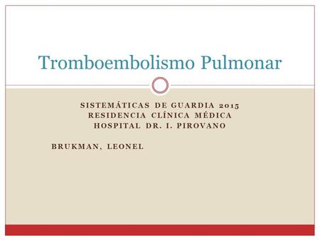 Tromboembolismo Pulmonar