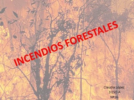 INCENDIOS FORESTALES Claudia López 3 ESO A Nª16.