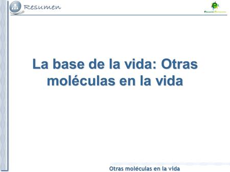 Otras moléculas en la vida La base de la vida: Otras moléculas en la vida.