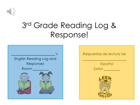 3 rd Grade Reading Log & Response! Parent and Family Letter.
