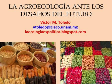 LA AGROECOLOGÍA ANTE LOS DESAFíOS DEL FUTURO Víctor M. Toledo laecologiaespolitica.blogspot.com.