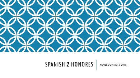 SPANISH 2 HONORES NOTEBOOK (2015-2016). FECHA:  HOY ES MIÉRCOLES EL 27 DE AGOSTO DE 2015.  AYER FUE ________________EL _____ DE _______________DE 2015.