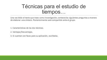 Técnicas para el estudio de tiempos…