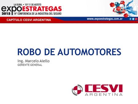 ROBO DE AUTOMOTORES Ing. Marcelo Aiello GERENTE GENERAL CAPÍTULO CESVI ARGENTINA.