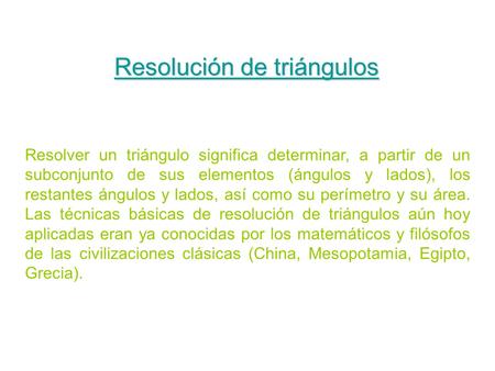 Resolución de triángulos