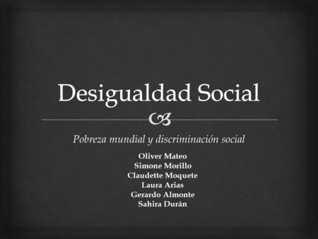 Pobreza mundial y discriminación social