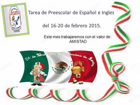 Tarea de Preescolar de Español e Ingles del de febrero 2015.