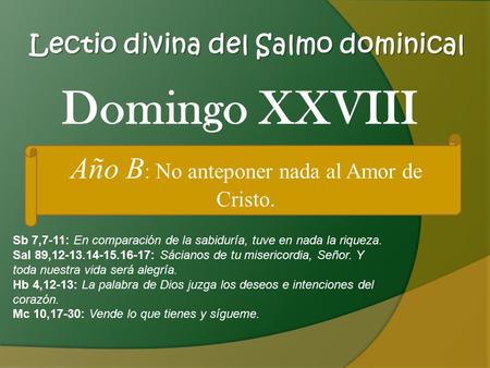 Lectio divina del Salmo dominical
