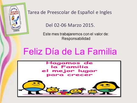 Tarea de Preescolar de Español e Ingles Del Marzo 2015.