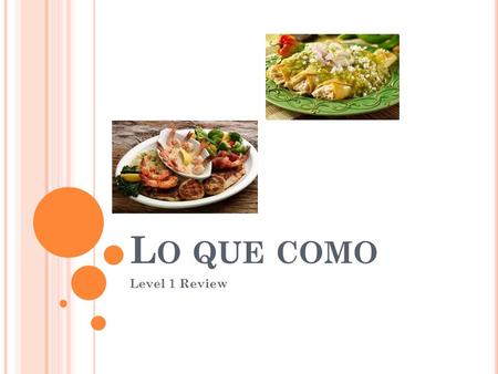 L O QUE COMO Level 1 Review. R EPASO : To make nouns plural: You usually add –s to words ending in a vowel. Por ejemplo: Manzana  Manzanas Taco  Tacos.