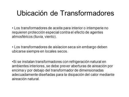 Ubicación de Transformadores
