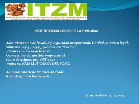 INSTITUTO TECNOLÓGICO DE LA ZONA MAYA.