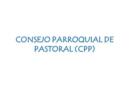 CONSEJO PARROQUIAL DE PASTORAL (CPP)