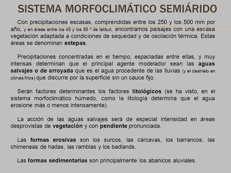 SISTEMA MORFOCLIMÁTICO SEMIÁRIDO