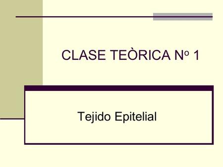 CLASE TEÒRICA No 1 Tejido Epitelial.
