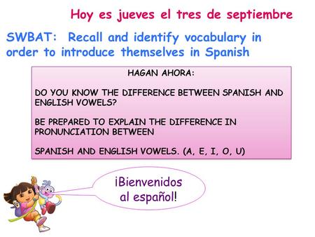 ¡Bienvenidos al español!