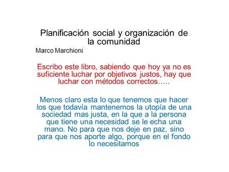 Planificación social y organización de la comunidad