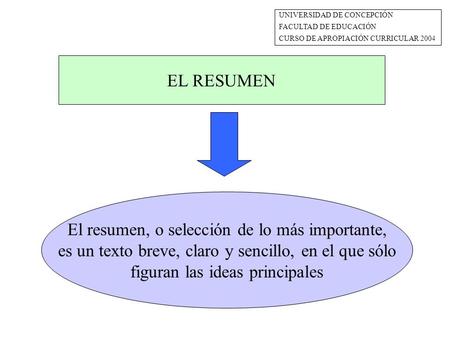 El resumen, o selección de lo más importante,