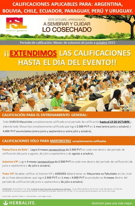 IMPORTANTE: Esta calificación es válida únicamente para Mayoristas completamente calificados. No es válida para Equipo del Mundo ni para Tabuladores. El.