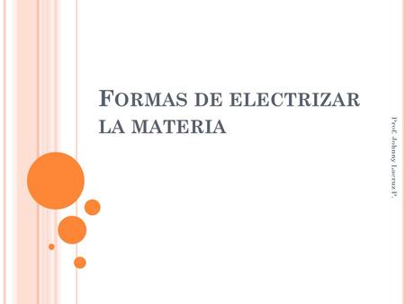 Formas de electrizar la materia
