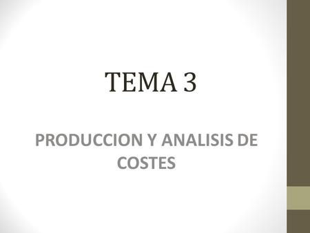 PRODUCCION Y ANALISIS DE COSTES